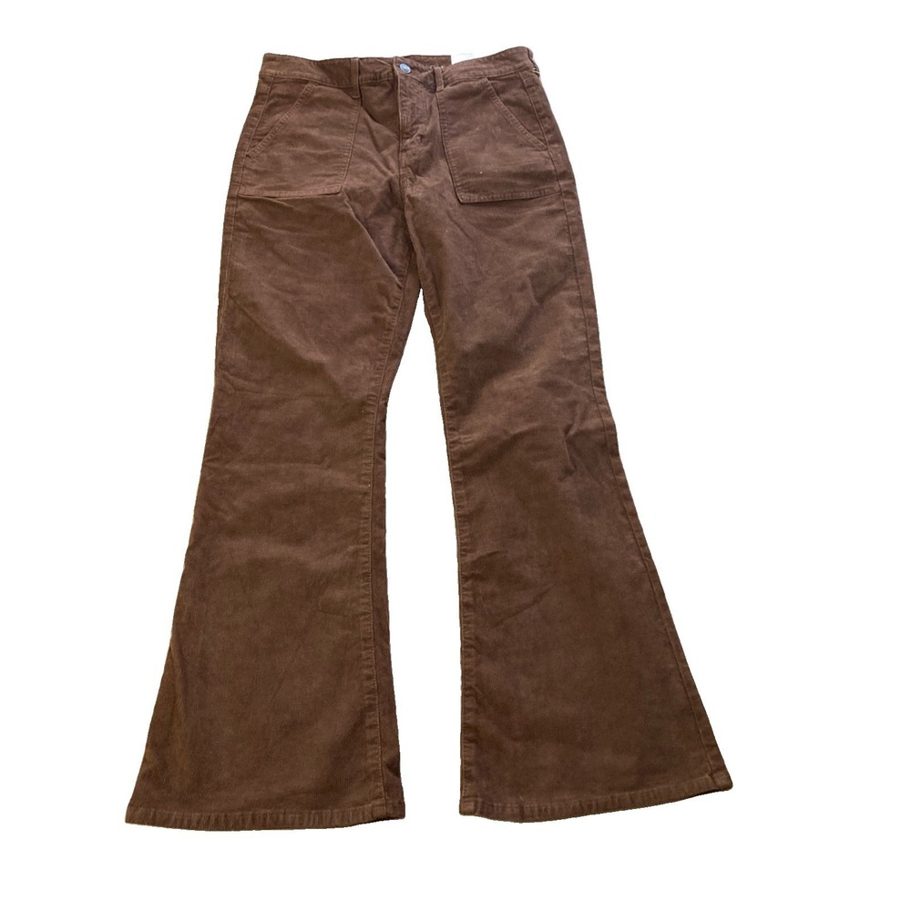 American Eagle Super Hi-Rise Flare Corduroy Pants Women's Sz 12 NWT Brown 31x30